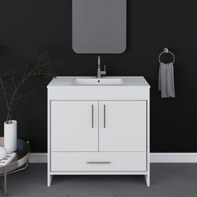 Sallisaw 36.13'' Single Bathroom Vanity with Ceramic Top