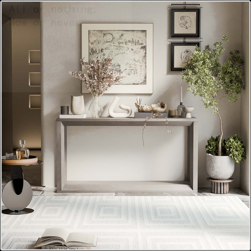 Console de 60 pouces de large avec finition grise vieillie, Gris