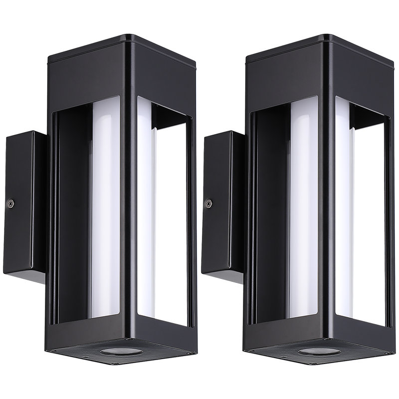 Applique murale 10 po à DEL moderne pour l'extérieur / intérieur avec verre laiteux, 8 W (60 W Eqv.), Blanc chaud 3000 K, homologué ETL, noir