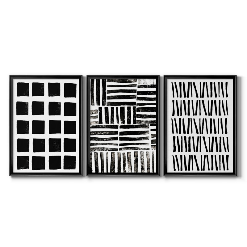 Impression carrée - Toile tendue sur mesure avec châssis tendu - 3 pièces, Noir, H 21 po x l 30 po