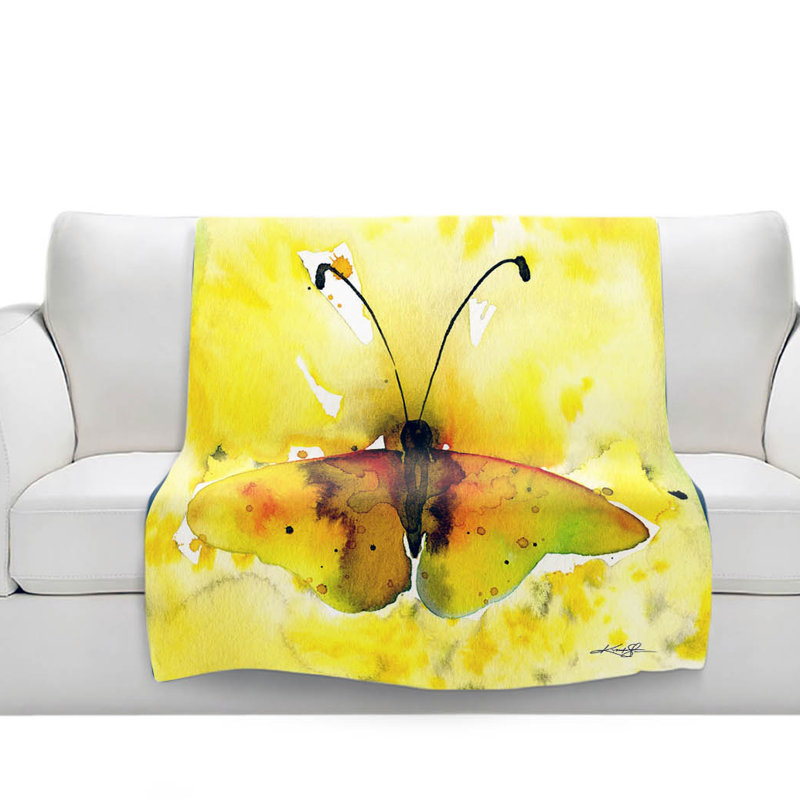 Couverture sherpae douce 32 de papillon aquarelle, l 51 po x L 60 po