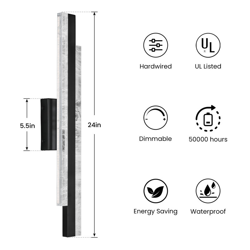 24" Dimmable LED Bath Bar, Matte Black