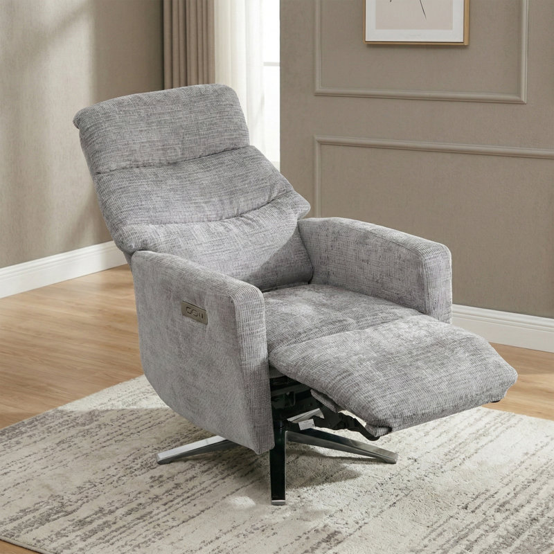 Chandani 68cm Wide Swivel Standard Recliner, Grey
