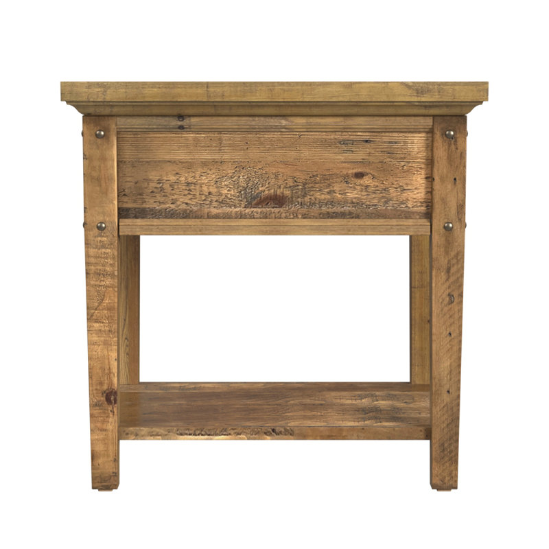 Eniileri Reclaimed Wood Charging End Table