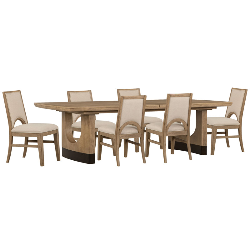 Table de salle à manger extensible à tréteaux avec 6 chaises d'appoint, 7 pièces : table, 6 chaises