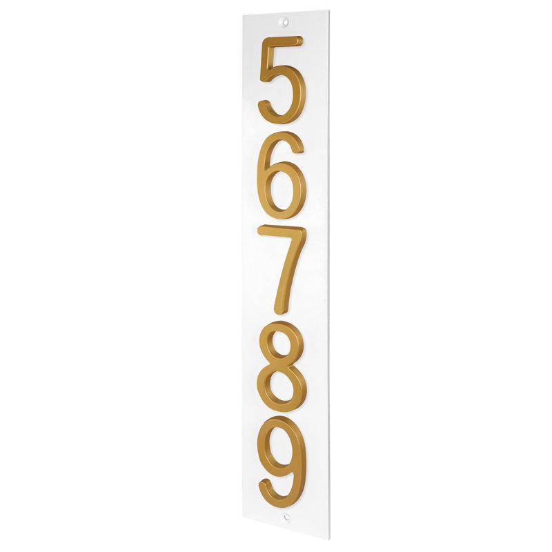 Plaque d'adresse verticale en aluminium Royal Shade, Blanc, Doré, Oui