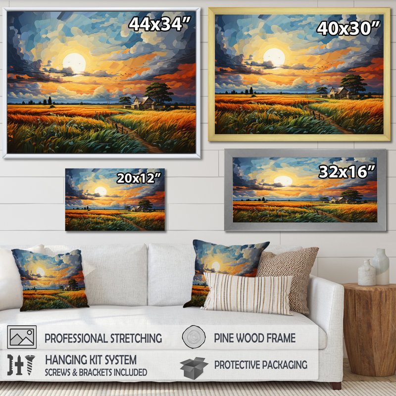 «Blue Prairies Whispers», impression sur toile, H 16 po x l 32 po x P 1 po, Toile tendue