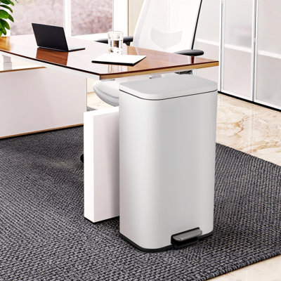 Poubelle de cuisine rectangulaire 30 litres, poubelle en acier inoxydable avec couvercle à fermeture douce, anti-traces de doigts, 13,8 x 11,1 x 24 po