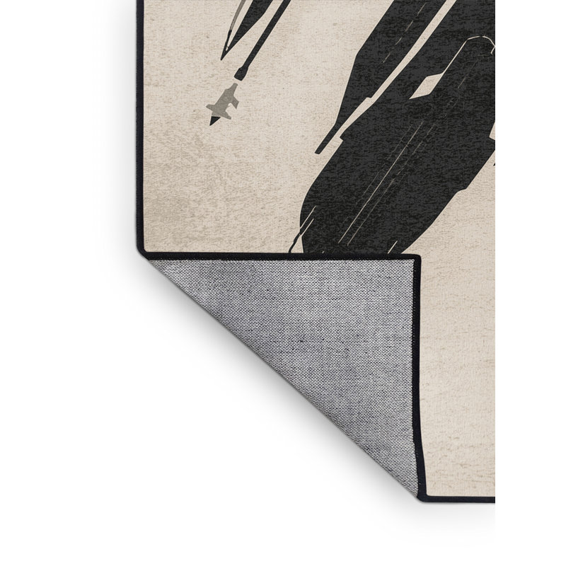 Tapis géométrique beige lavable à la machine à motif géométrique industriel, 4 x 6