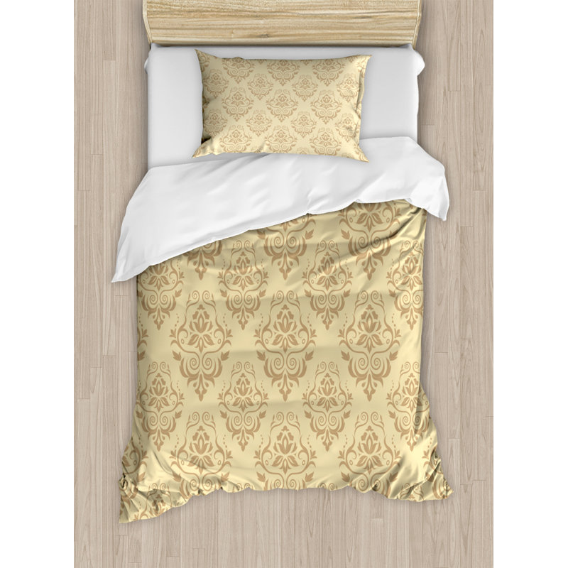 French Country Polyester Damask Duvet Cover