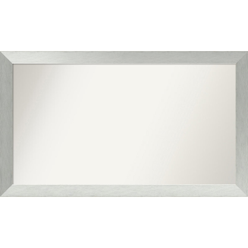 Miroir de salle de bain mural en argent brossé sans cadre, Rectangle, 27 po x 46 po