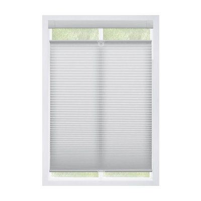 No Drill EZ Grip Top-Down Bottom-Up Light Filtering Cellular Shade, Gray, 46" W x 64" H