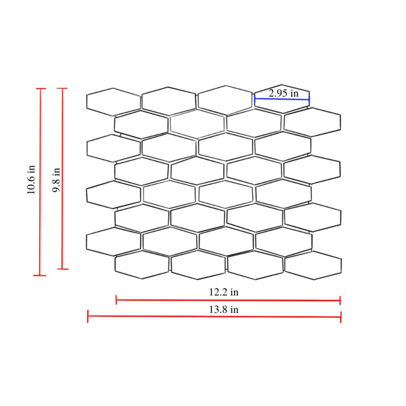Dark Grey Basalt Elongated Hexagon Mosaic
