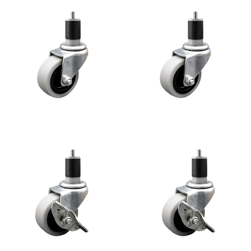 Ensemble de 4 roulettes avec tige extensible et frein