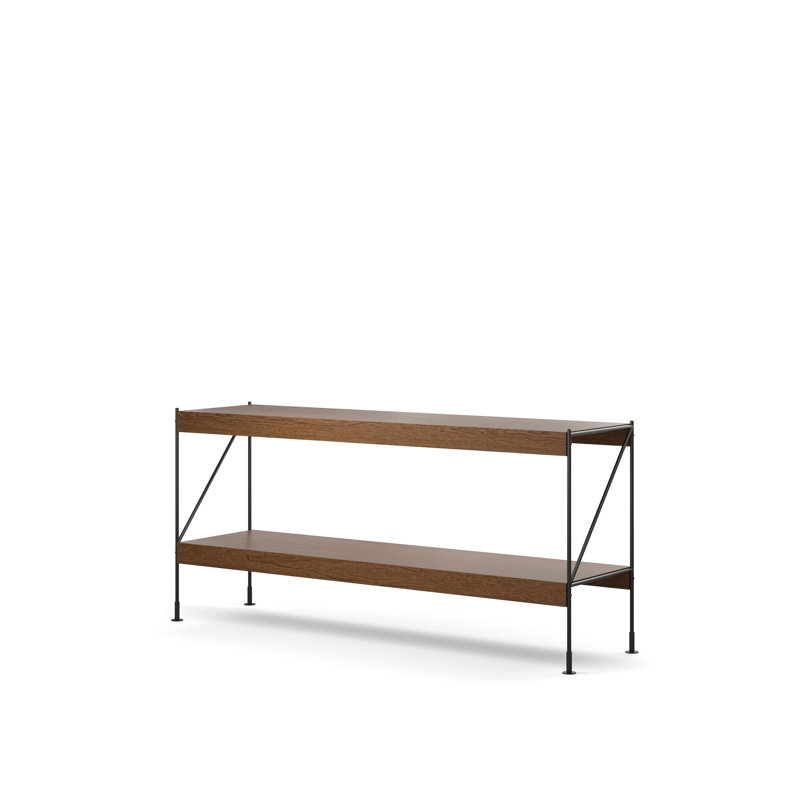 Zet Bookcase, (2 Shelves) 27.6" H x 60.2" W x 15.7" D, Dark Stained Oak