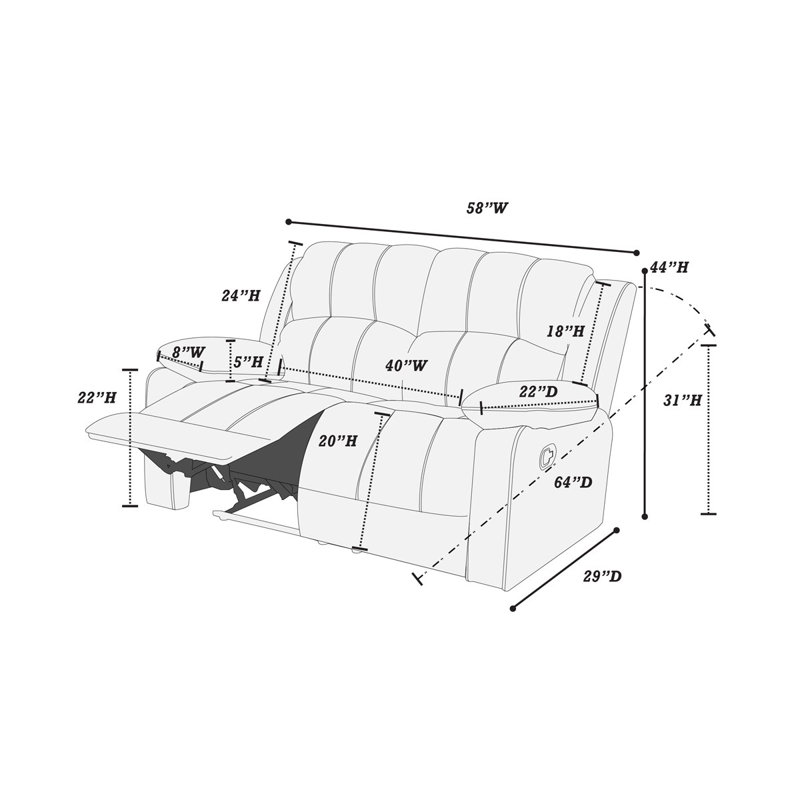 Catalan 61'' Upholstered Reclining Loveseat
