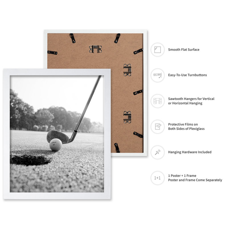 Club de golf, Poster, 24"H x 32"W, White Framed