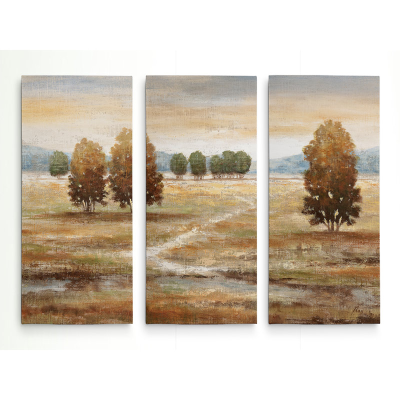 Paysage de lin I-impression sur toile tendue multi-pièces, H 40 po x l 60 po x P 1,5 po