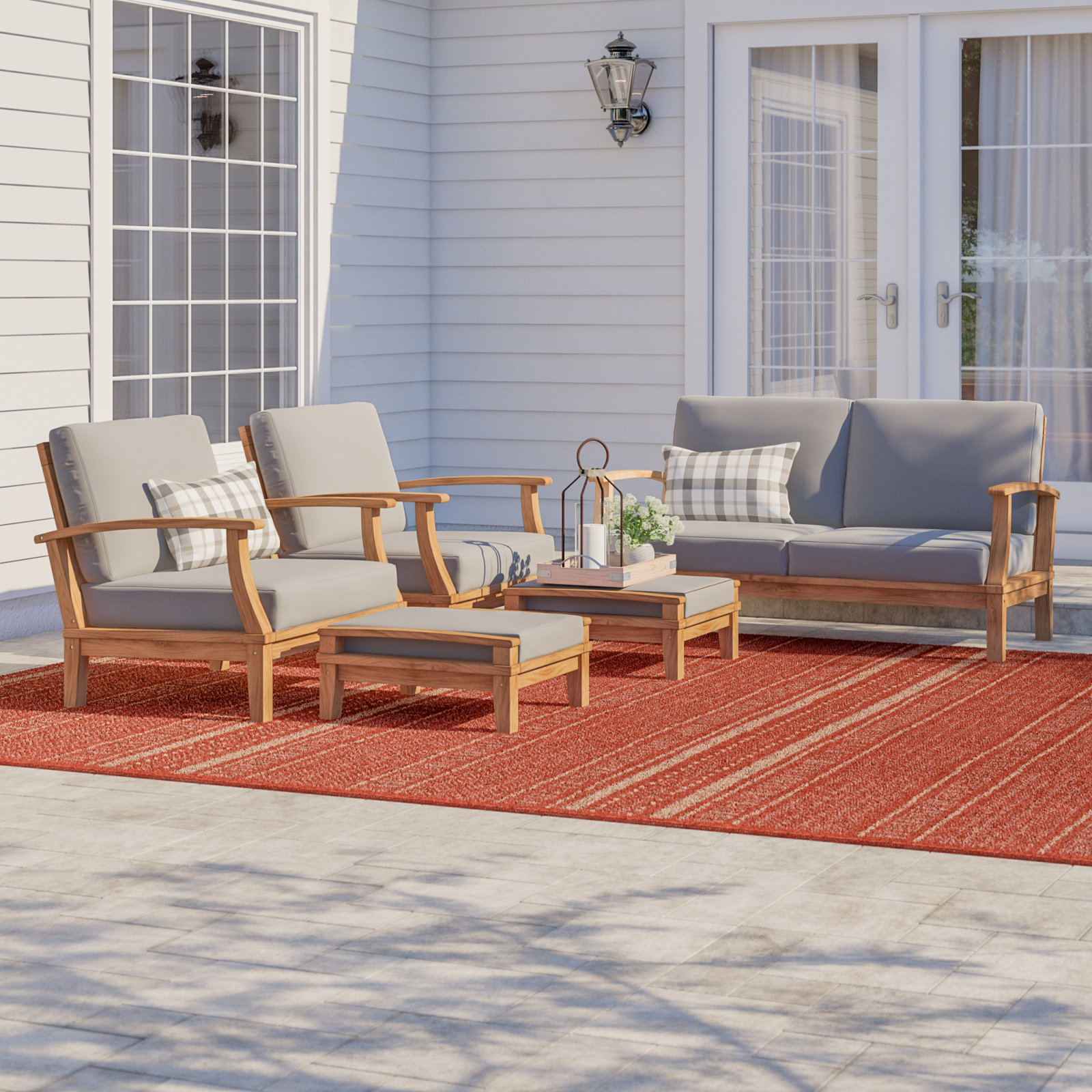 Modway Marina 4-Person Teak Patio Seating Group, Gray