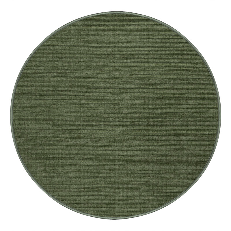 Machine Washable Solid Green Area Rug, Round 7'