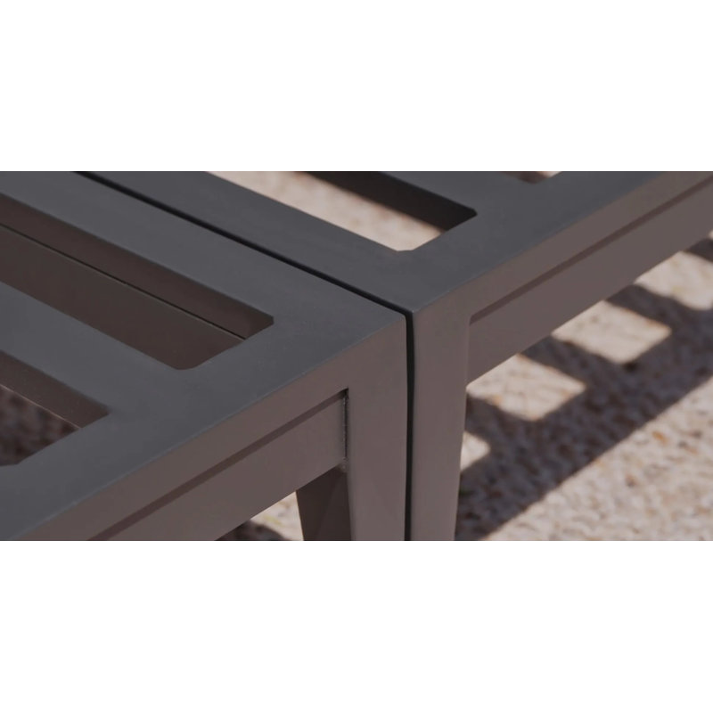 Charcoal Aluminum Outdoor Ottoman; Palisades Cream, Black, Pacific Fog Gray