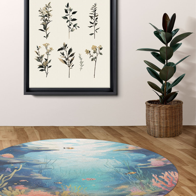 Tapis tressé Sea Life, Rond 5 pi