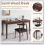 Bureau en bois massif avec tiroirs, bureau debout pour petits espaces, design Mid-Century moderne pour le bureau personnel