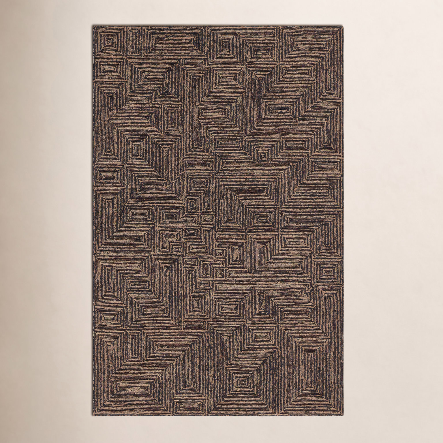 Alaska Tan Black Hand-Tufted Jute Wool Rug, Rectangle 9' x 12'