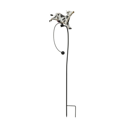 Luster Metal Animated Rocker Stake Balanced Garden Decorative Stake - Cow