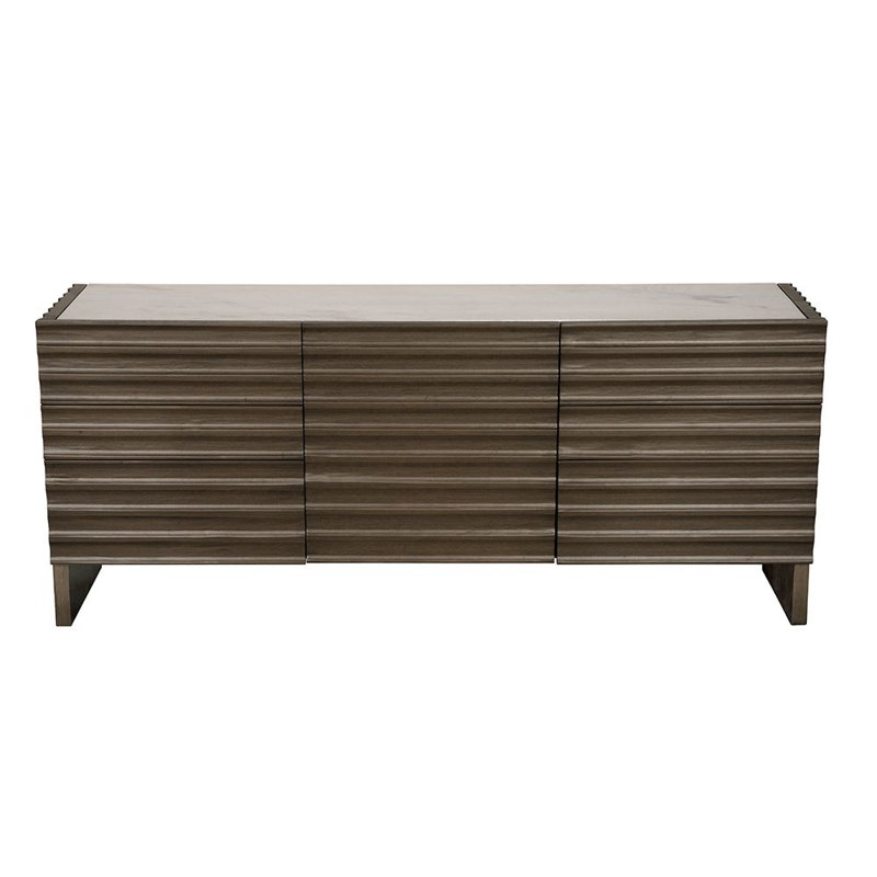 Gauss 72'' W Solid Wood Sideboard, Greige Walnut