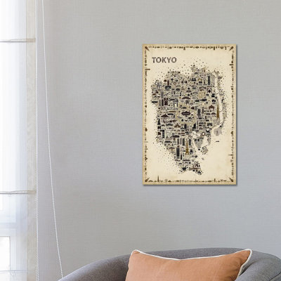 Antique Iconic Cities-Tokyo 1 Piece Wrapped Canvas Wall Art