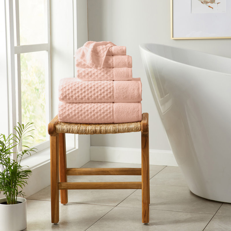 Ensemble de serviettes 100% coton ultra doux et absorbant, Rose, Ensemble de serviettes 6 pièces