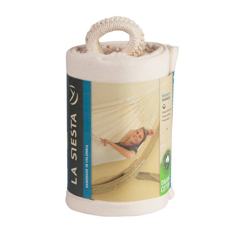 Latte Organic Cotton Single Hammock with Reinforced Edges