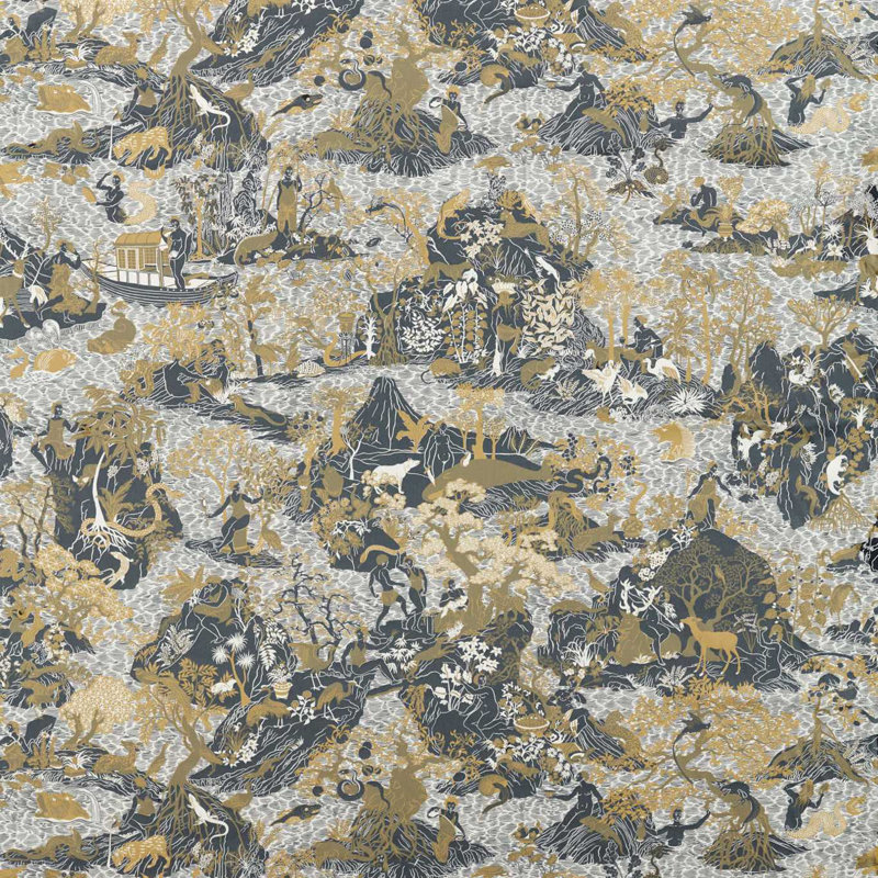 Avalonis Fabric, Vine Black Gold
