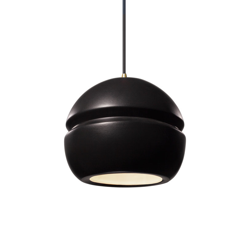 Luminaire suspendu à 1 lumière Logan, Laiton antique, Carbone noir mat