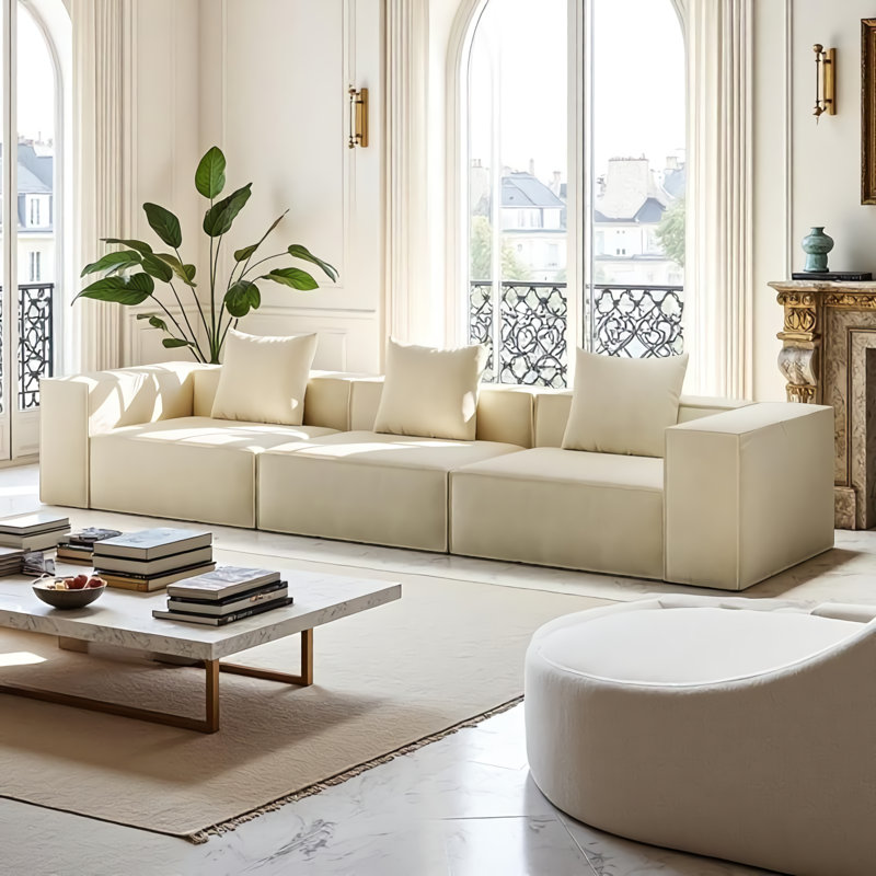 Ensembles de salon modulaires moderne et crème compressés