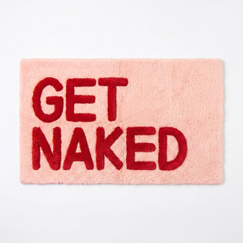 Casanova Slogan Get Naked Bath Mat, Red/Pink