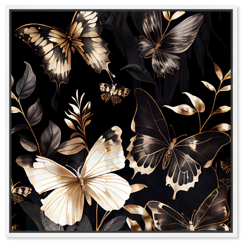 Art mural papillon élégant par papillon, H 13 po x l 13 po, Cadre blanc