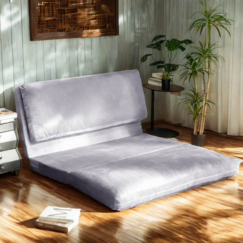 Canapé-lit avec matelas Boneless, H 7,87 po x l 53,14 po x P 100 po, Velours gris