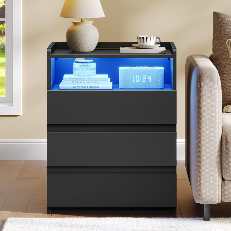 Metal Bedside Table, Black