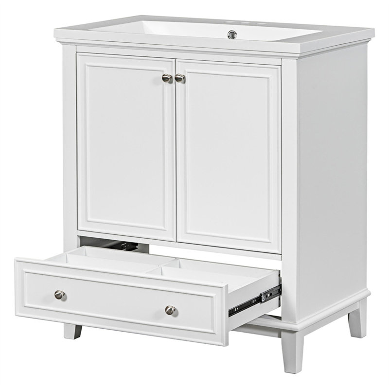 Meuble-lavabo multifonctionnel avec lavabo, Blanc