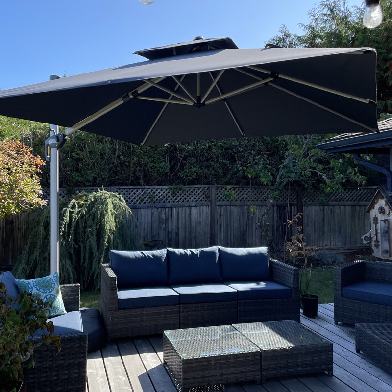 3.6m Square Cantilever Parasol, Grey