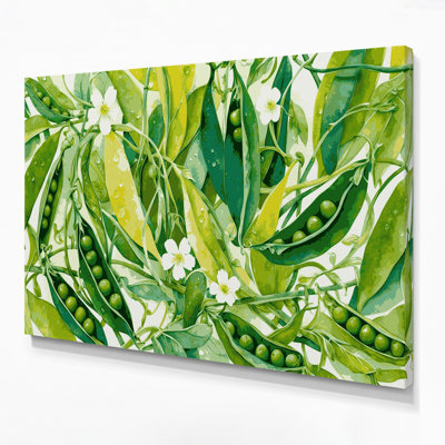 Légumes, pois verts sur toile, art mural