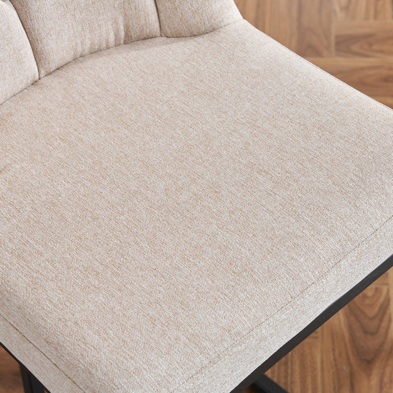 Ensemble de 2 tabourets de bar rembourrés modernes avec dossier capitonné, chaise à hauteur de comptoir avec structure en métal robuste, siège rembourré confortable pour la cuisine, le bar ou la salle à manger - beige