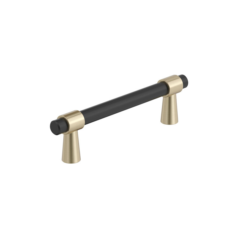 Mergence bar handle, 3 3/4 po D'un centre à l'autre, Matte Black/Golden Champagne