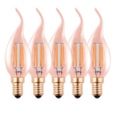 4.5W E14 Dimmable LED Candle Light Bulb Amber (Set of 5)