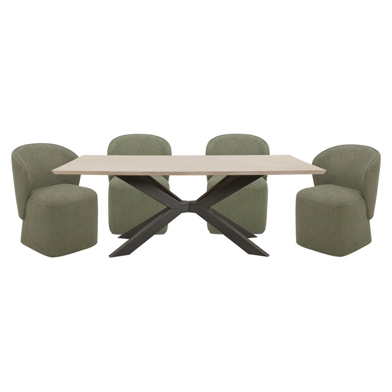 Imogène 86 po Table de salle à manger rectangulaire avec 4 chaises rembourrées