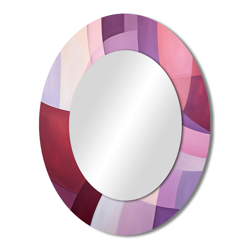Shamille Mauve Motion Abstract Shapes I - miroir décoratif de formes abstraites, miroir mural mauve, impression sur métal