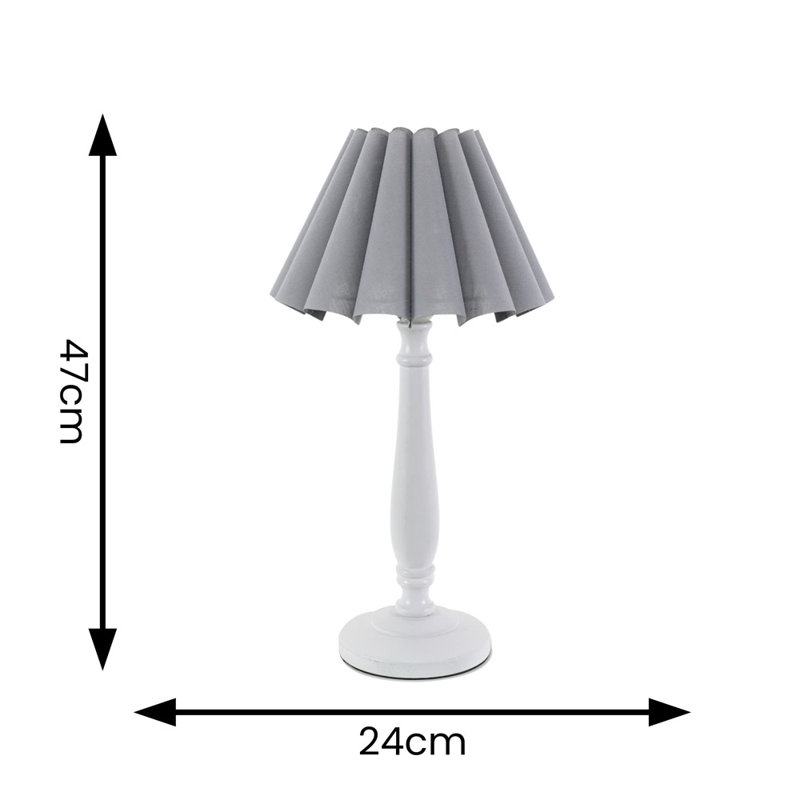 Rusne Table Lamp, White, No, Grey