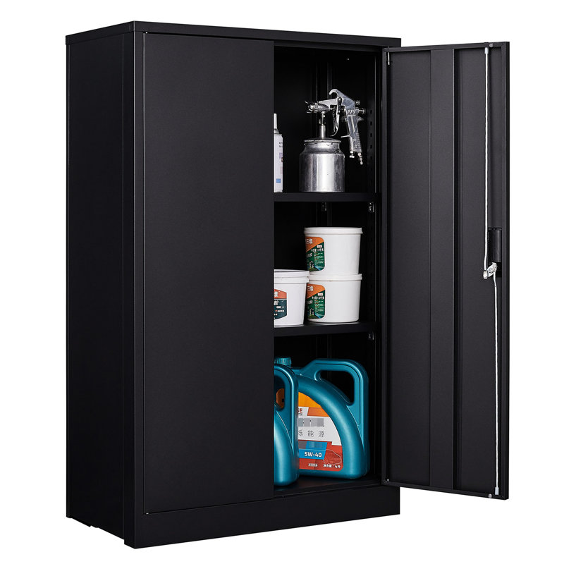 Rangement pour dossiers en métal avec séparateurs réglables en hauteur, serrures exquises et tige de verrouillage en tube d'acier solide, noir, pour bureau